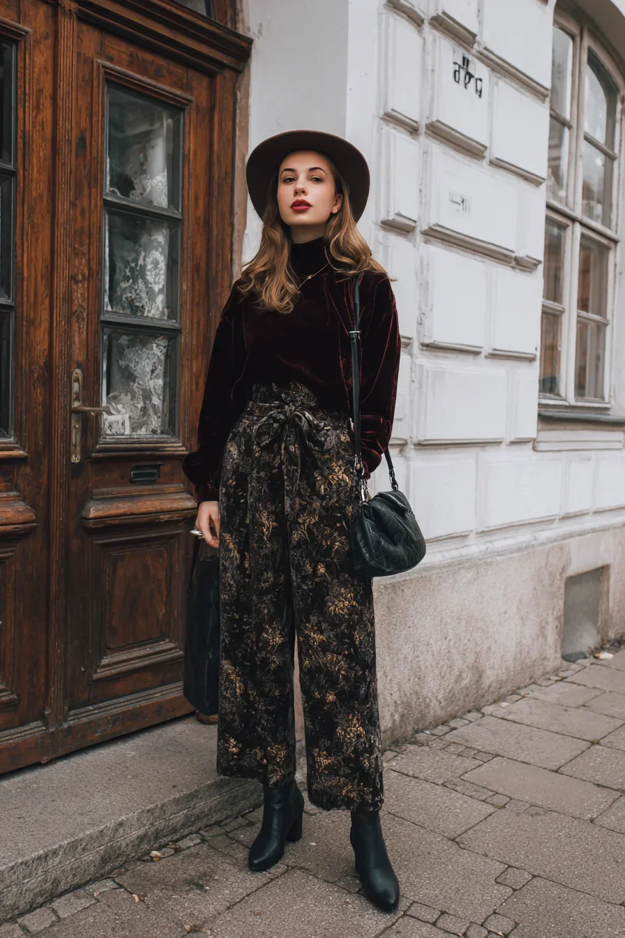 Velvet and Florals on Cobblestone