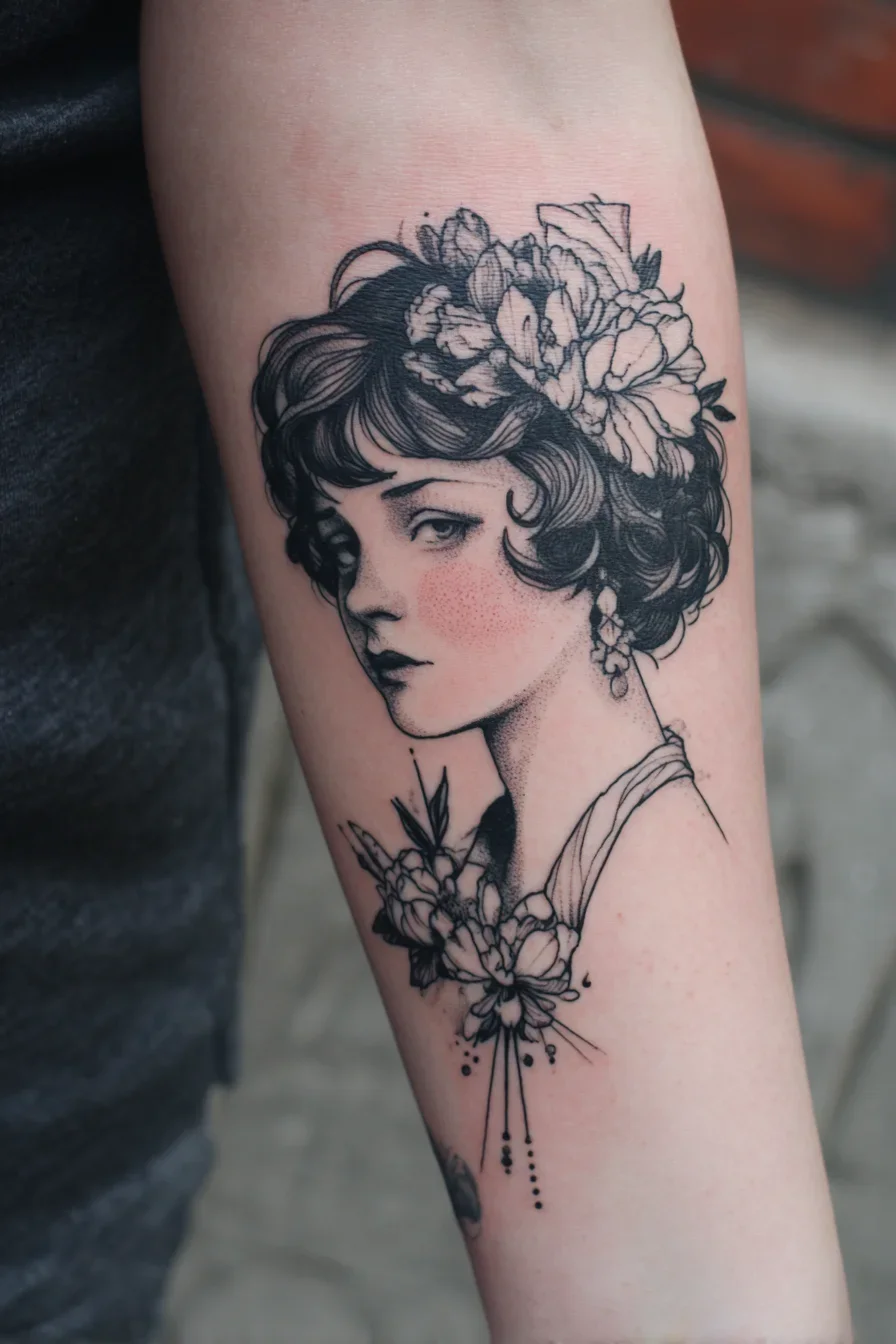 Vintage Portrait in Fine Line Ink