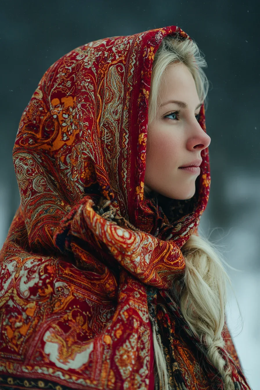 Winter Light in Red Paisley