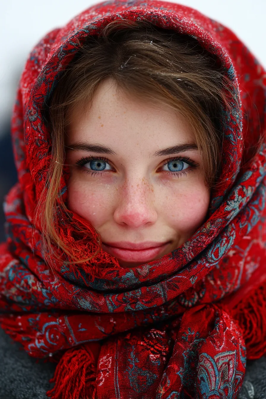 Winter Portrait in Red Paisley