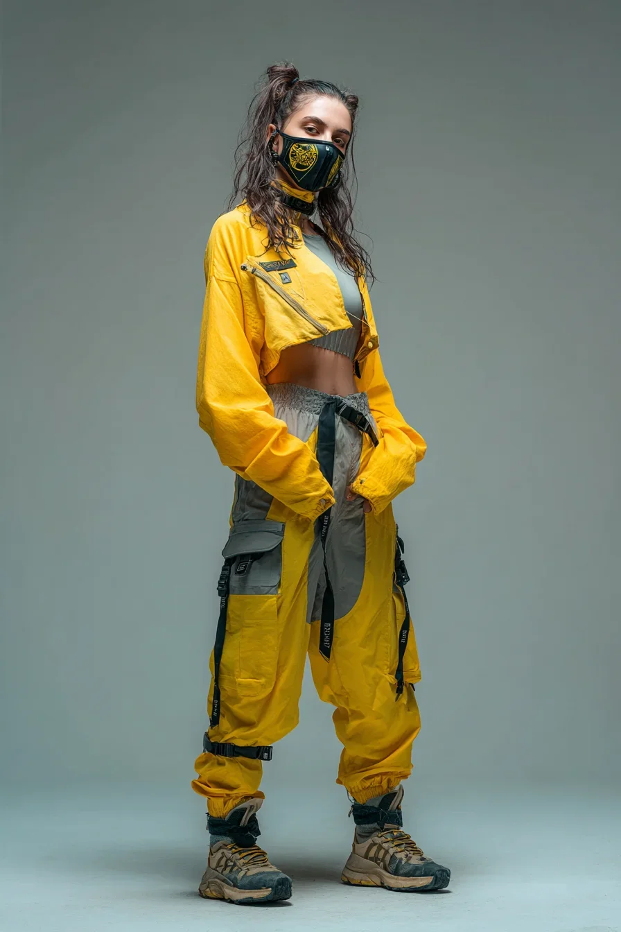 Yellow Techwear with Trail Runners